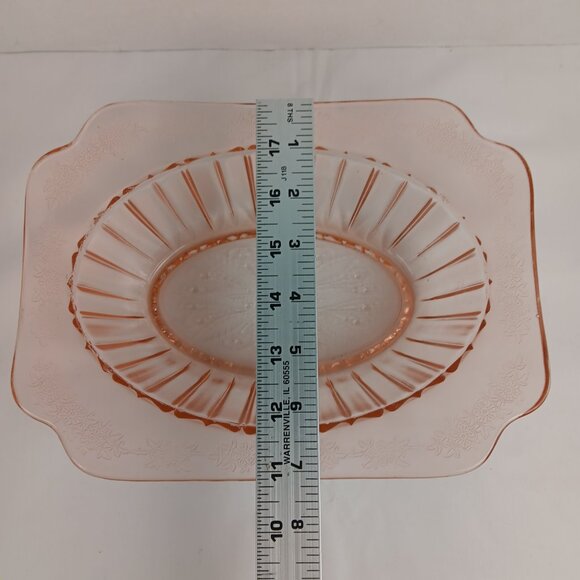 Vintage 1930's Jeannette Glass Adam Pattern in Pink Depression Oval Serving Bowl - Picture 7 of 10